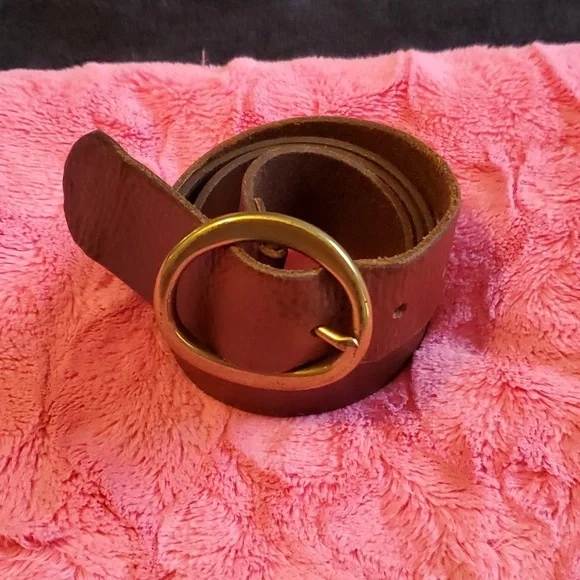 GAP Chocolate Brown Leather Belt with Gold Hardware Leather Belt | Gap main image 4